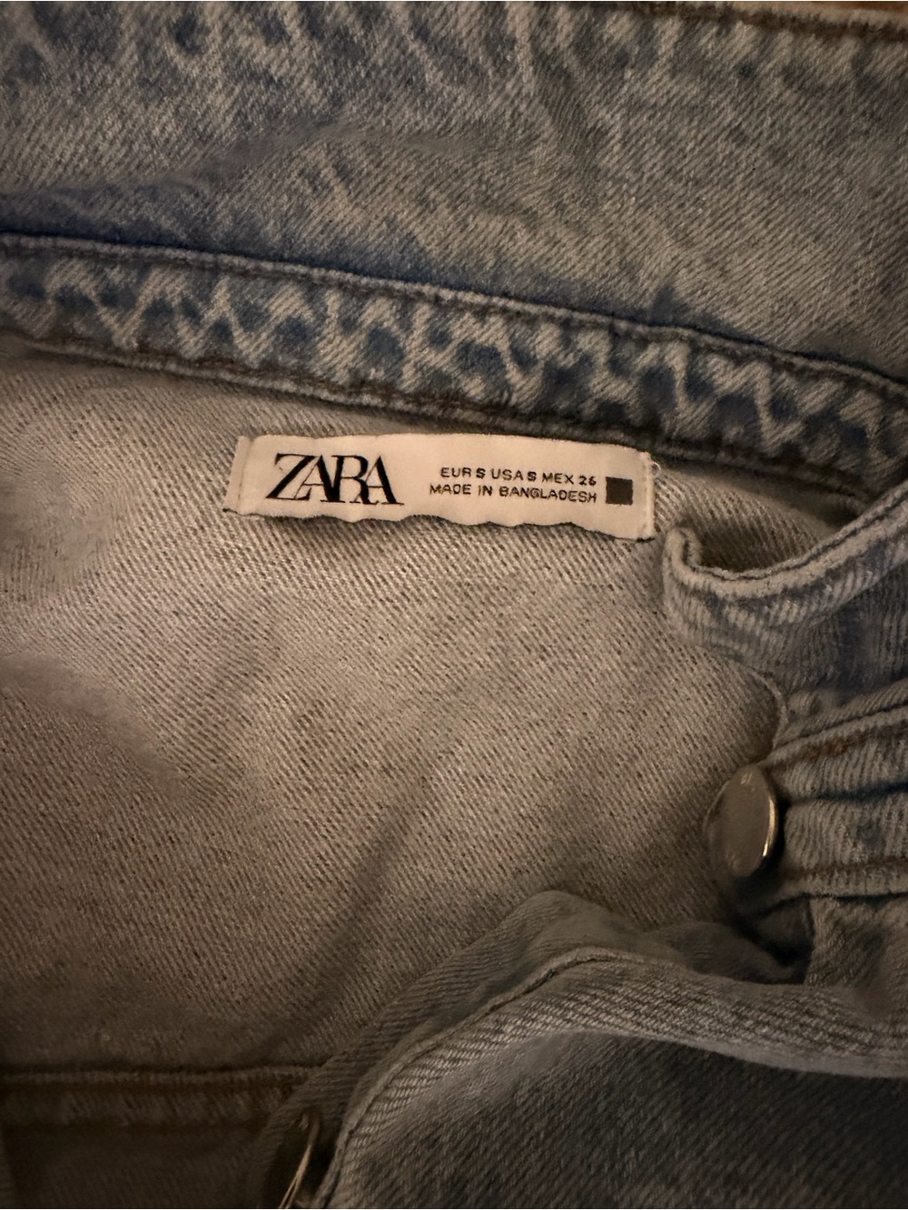 Zara Light Blue Denim Jumpsuit with Button Front - Picture 3 of 4